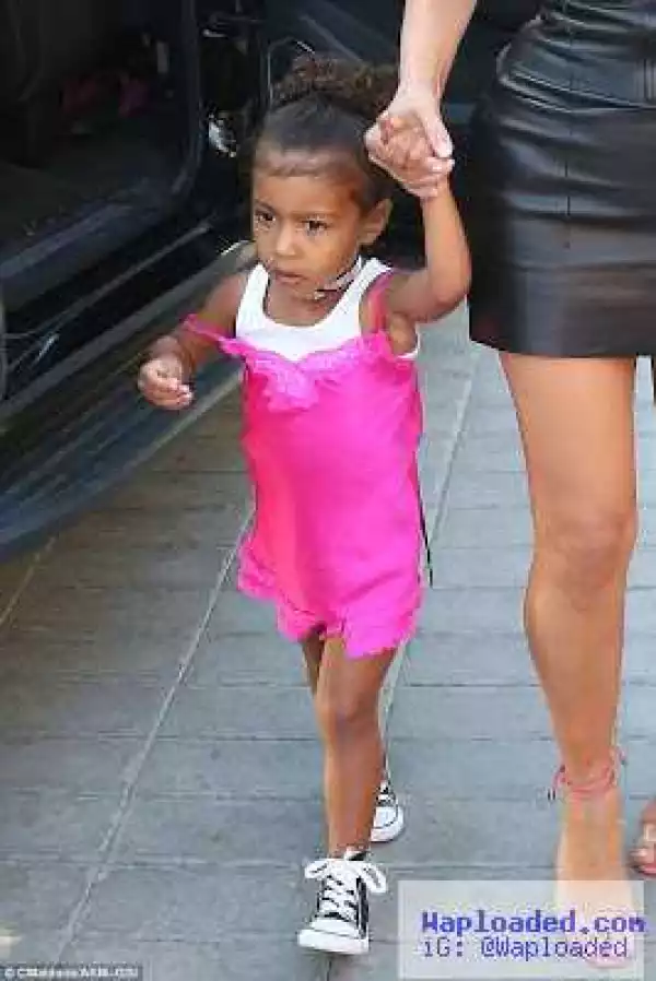 North West adorable in pink dress for her Great Grand mum
